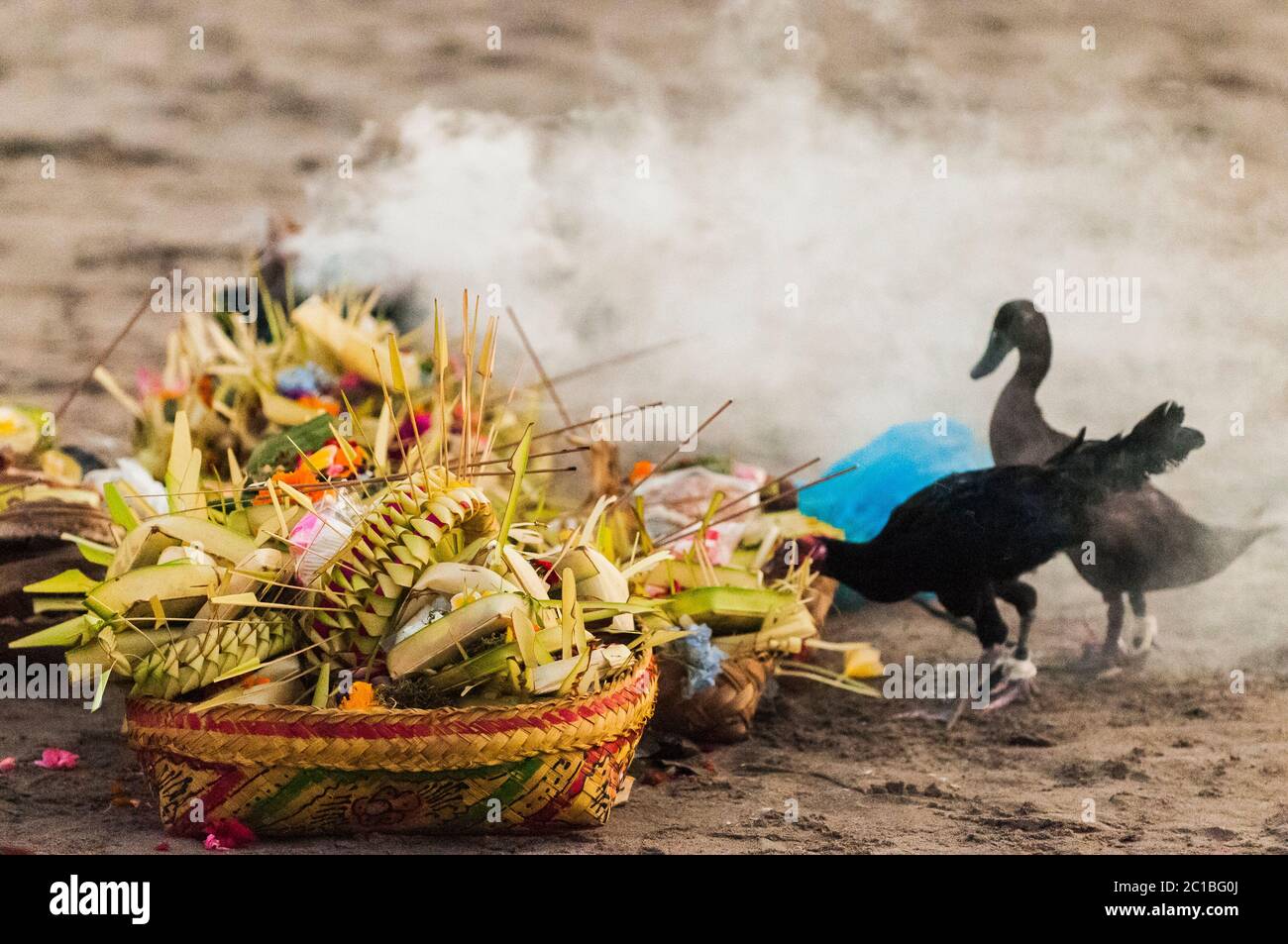Ceremony offerings in Bali, Indonesia Stock Photo