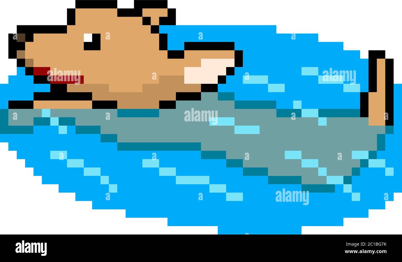 vector pixel art cat dolphin isolated cartoon Stock Vector Image & Art -  Alamy
