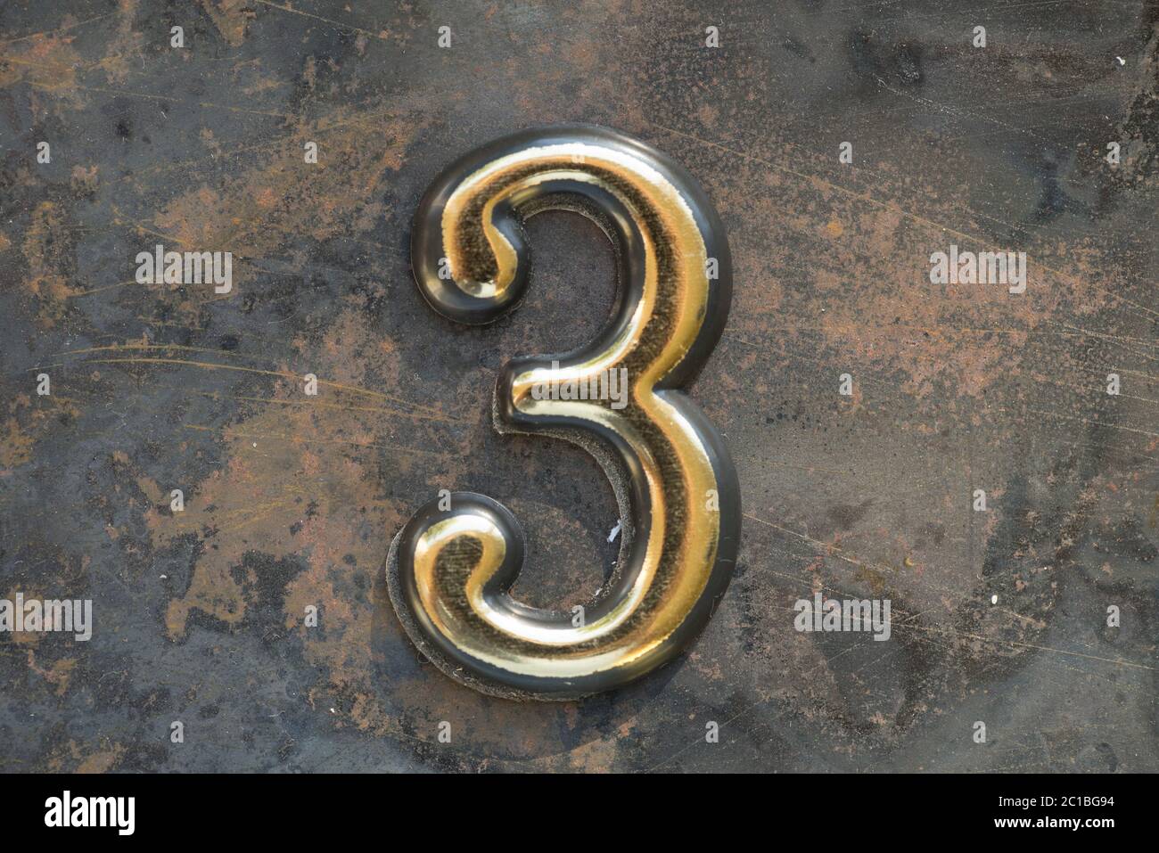 Number 3 Three Lettering Stock Photo