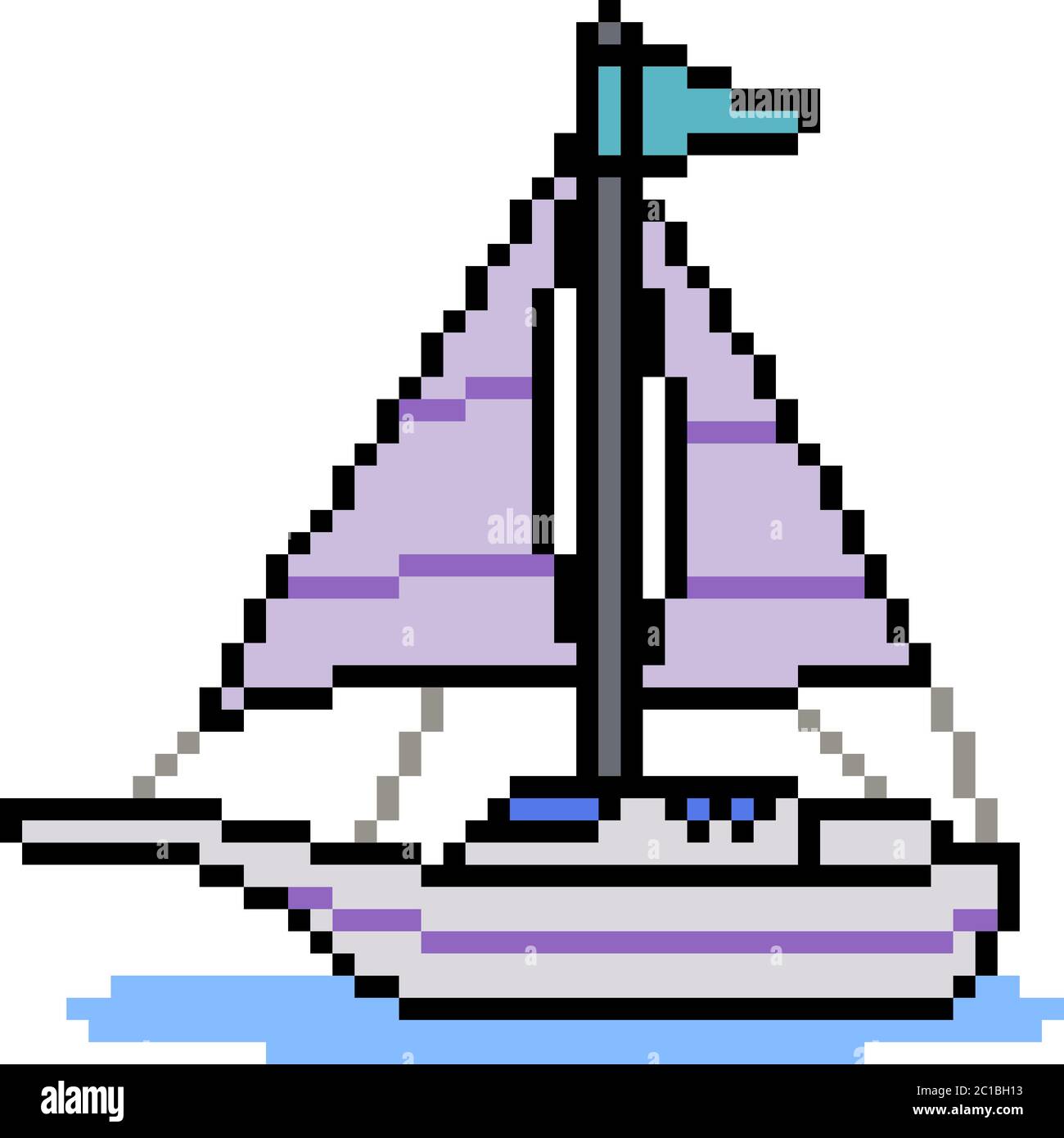vector pixel art sail boat isolated cartoon Stock Vector Image & Art