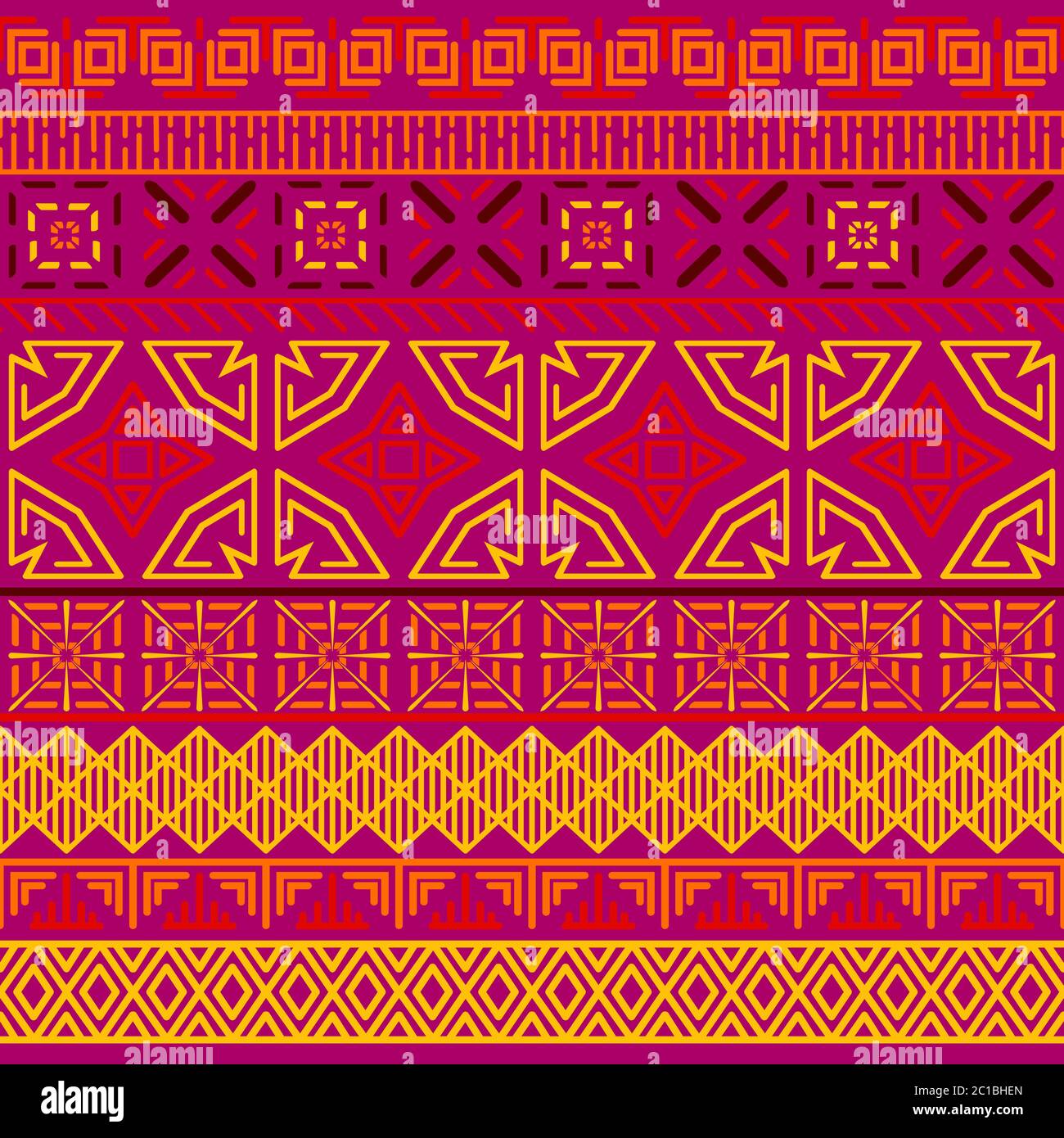 Tribal ethnic seamless pattern. Abstract geometric ornament with African motifs. Vector illustration. Perfect for textile print, wallpaper, cloth design, tissue, wrapping paper and fabric design. Stock Vector