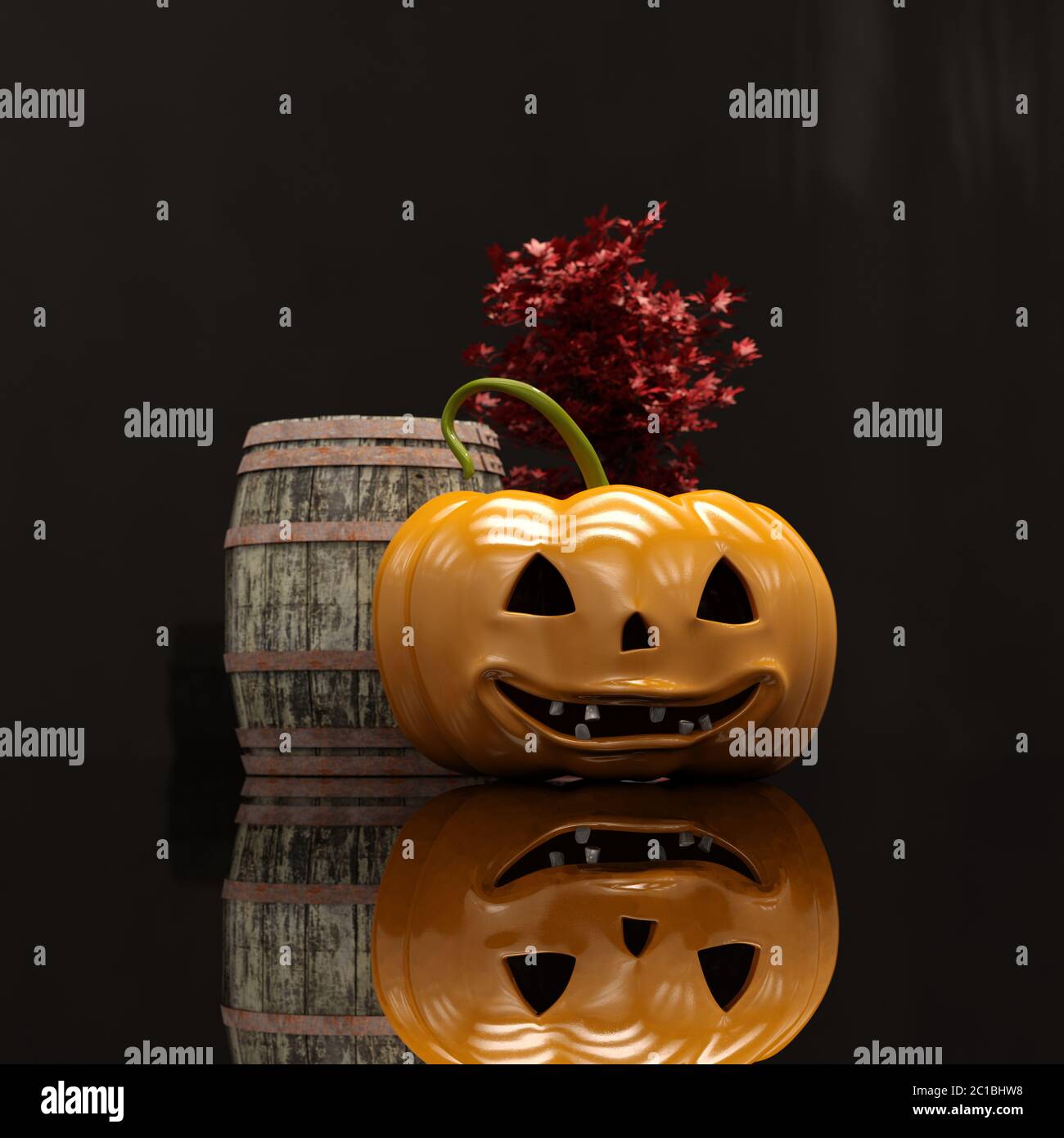 Laughing Halloween Orange Pumpkin Stock Photo