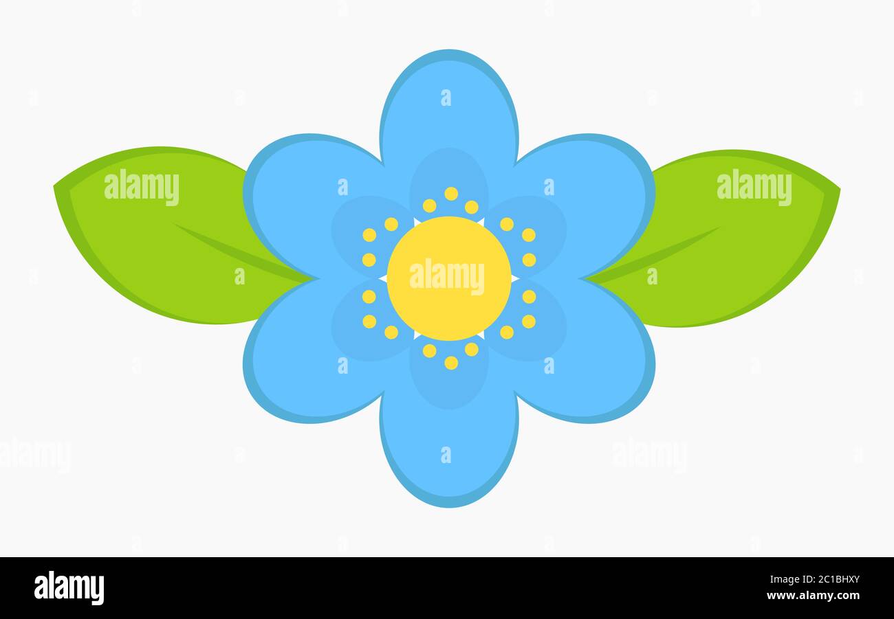 Blue flower with leaves icon. Vector illustration Stock Vector Image ...