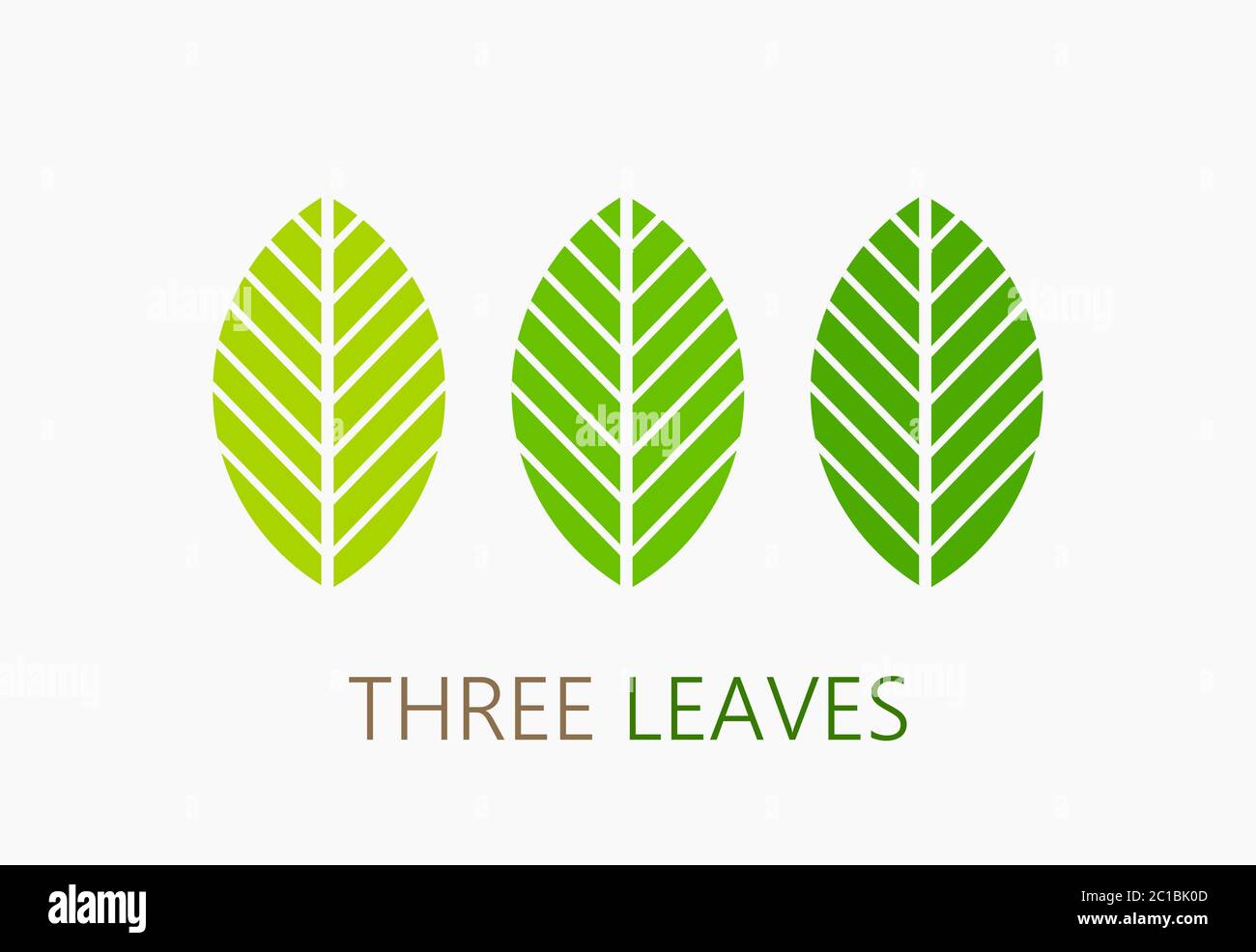 Three green leaves icons, symbols or logo. Vector illustration Stock ...