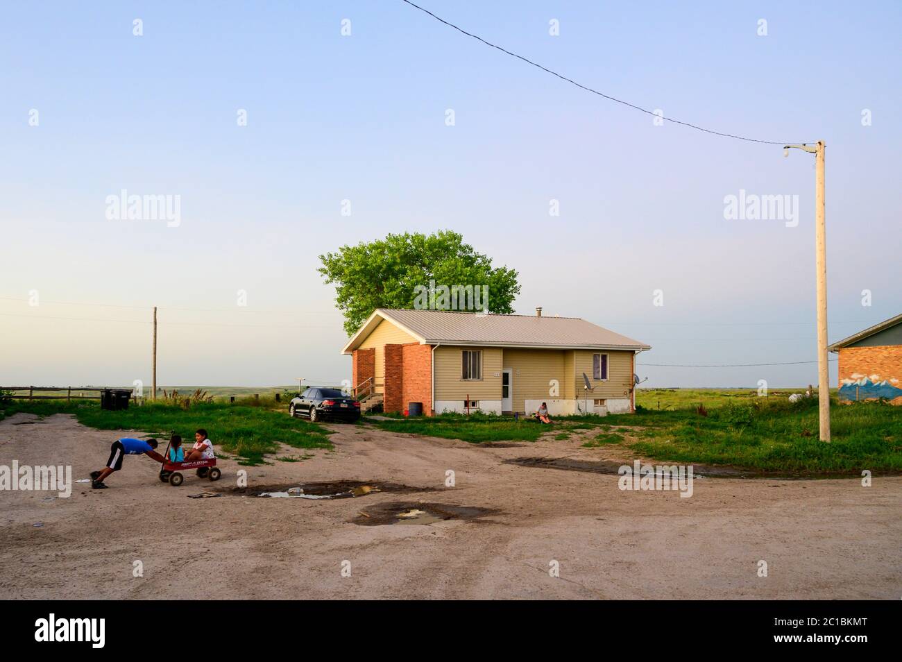 USA, South Dakota, Pine Ridge Indian Reservation, public housing Stock Photo