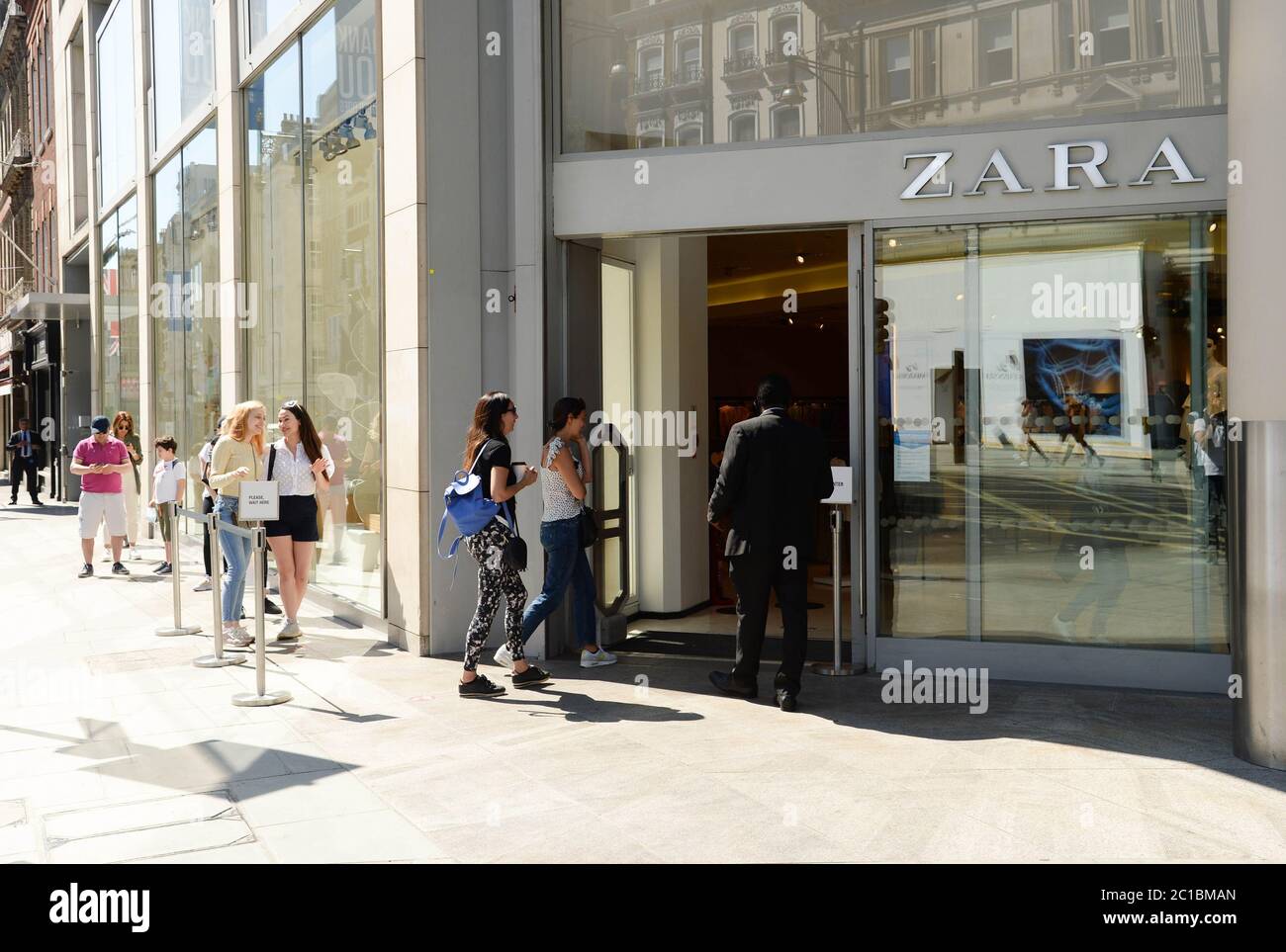 EDITORIAL USE ONLY Shoppers outside Zara in London???s West End as stores  open their doors, in line with Government guidelines Stock Photo - Alamy