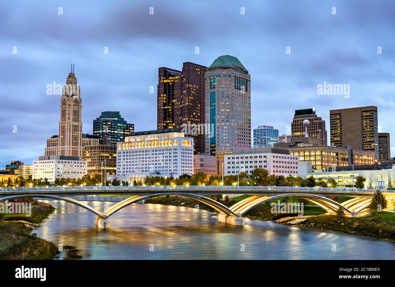 Cityscape of Columbus above the Scioto River - Ohio, United States 
