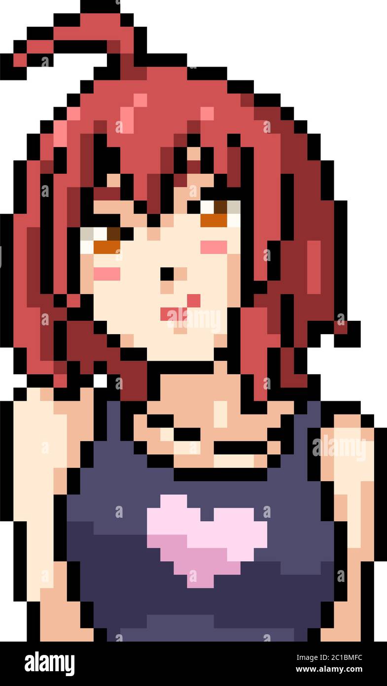 Vector Pixel Art Anime Girl Stock Vector  Illustration of icon portrait  118387390