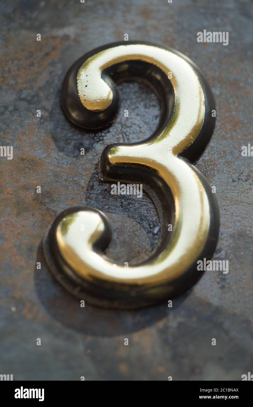 Number 3 Three Lettering Stock Photo