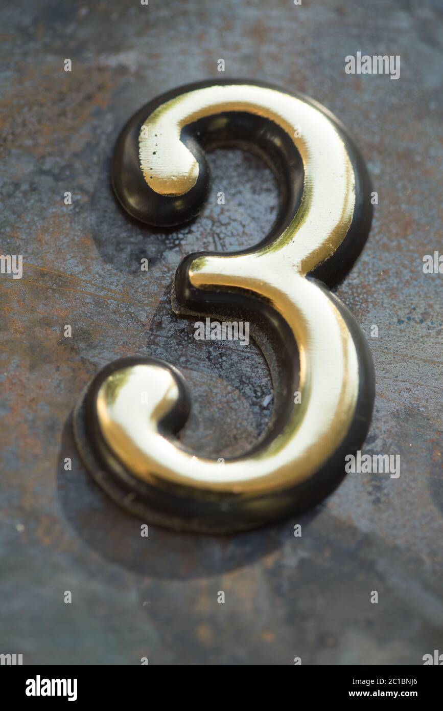 Number 3 Three Lettering Stock Photo