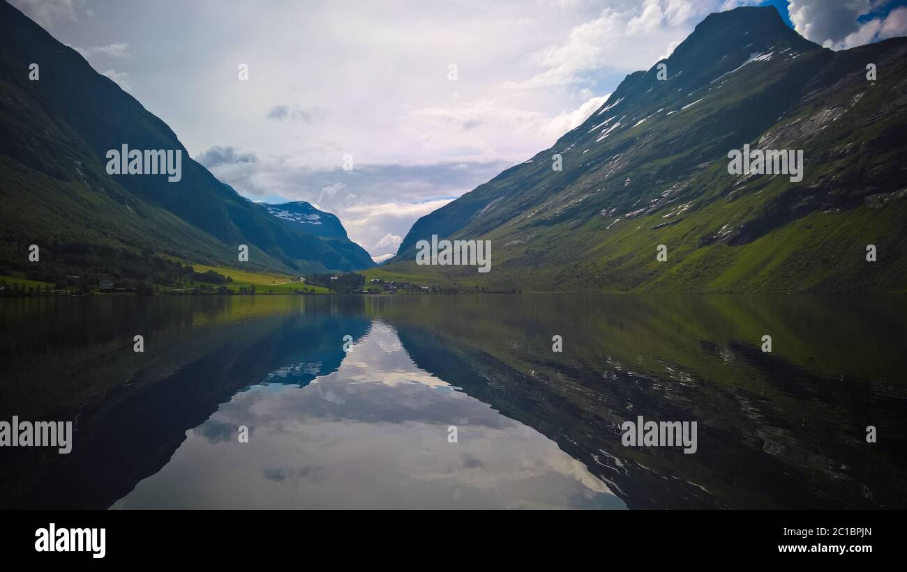 Panorama view to Eidsvatnet lake near Skogmo,Nord-Trondelag, Norway Stock Photo