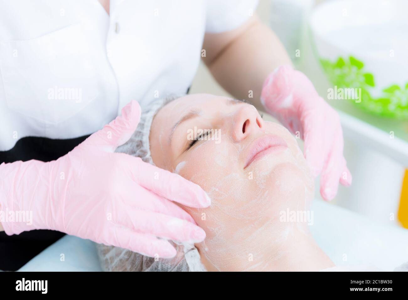 A Close Up Of The Cleaning Procedure In The Office Of Cosmetology