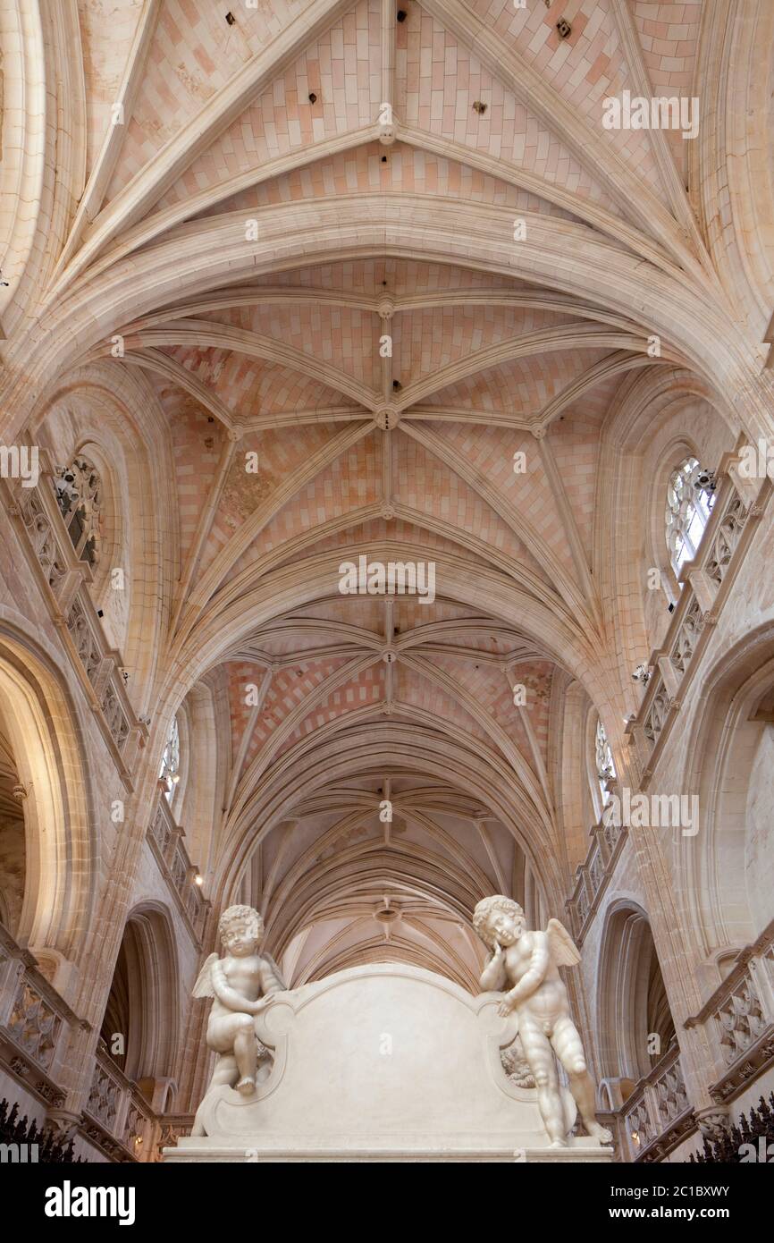 France, Ain, Bourg-en-Bresse, royal monastery of Brou restored in 2018, the church of Saint Nicolas de Tolentino, a masterpiece of flamboyant Gothic a Stock Photo