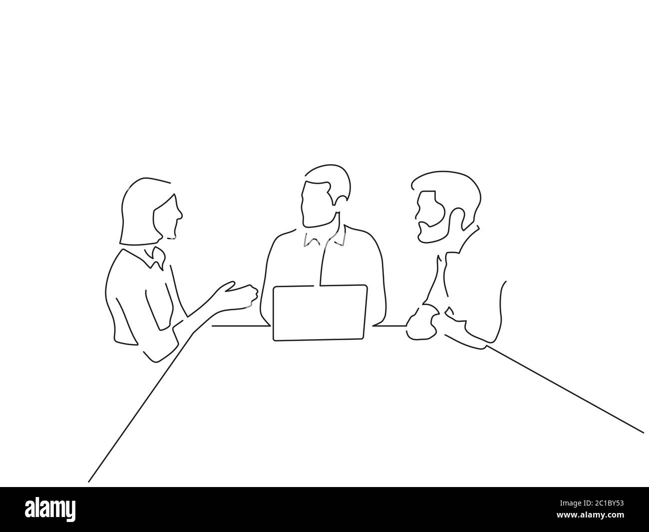 Teamwork line drawing, vector illustration design Stock Vector Image ...