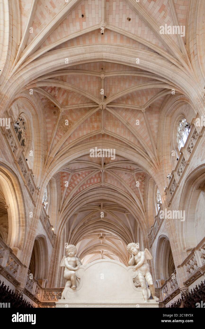 France, Ain, Bourg-en-Bresse, royal monastery of Brou restored in 2018, the church of Saint Nicolas de Tolentino, a masterpiece of flamboyant Gothic a Stock Photo
