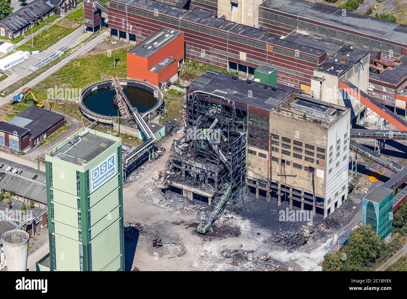 Aerial photograph, former Westerholt Colliery - Lippe Colliery, demolition work, Hassel, Gelsenkirchen, Ruhr Area, North Rhine-Westphalia, Germany, DE Stock Photo