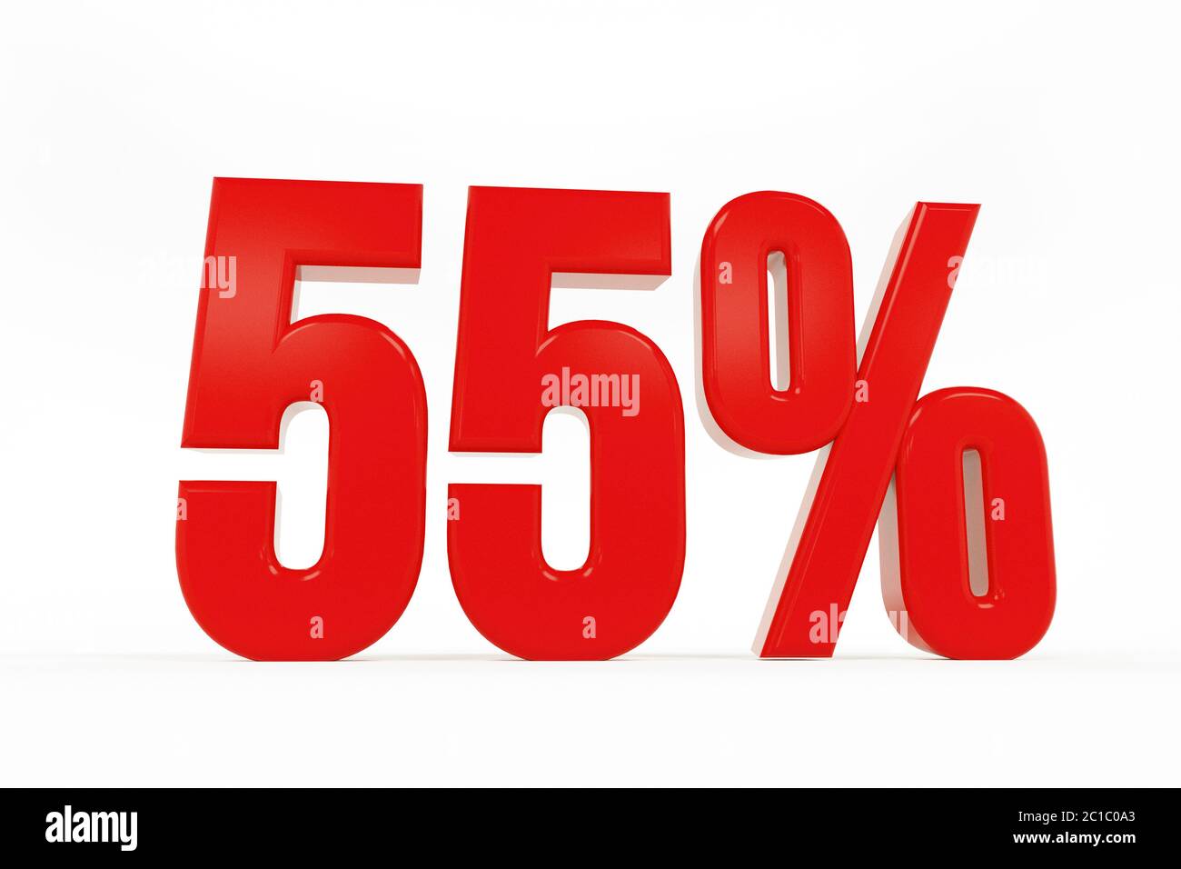 Fifty Point Five Percent 3D Rendering of a Fifty-five percent symbol on white backgrond Stock ...