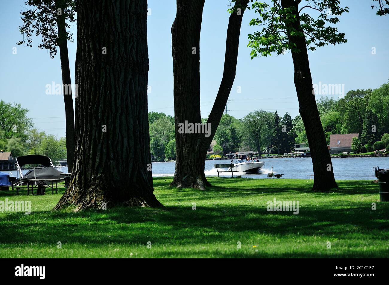 Lions Park on the Fox River in Illinois, USA. Stock Photo
