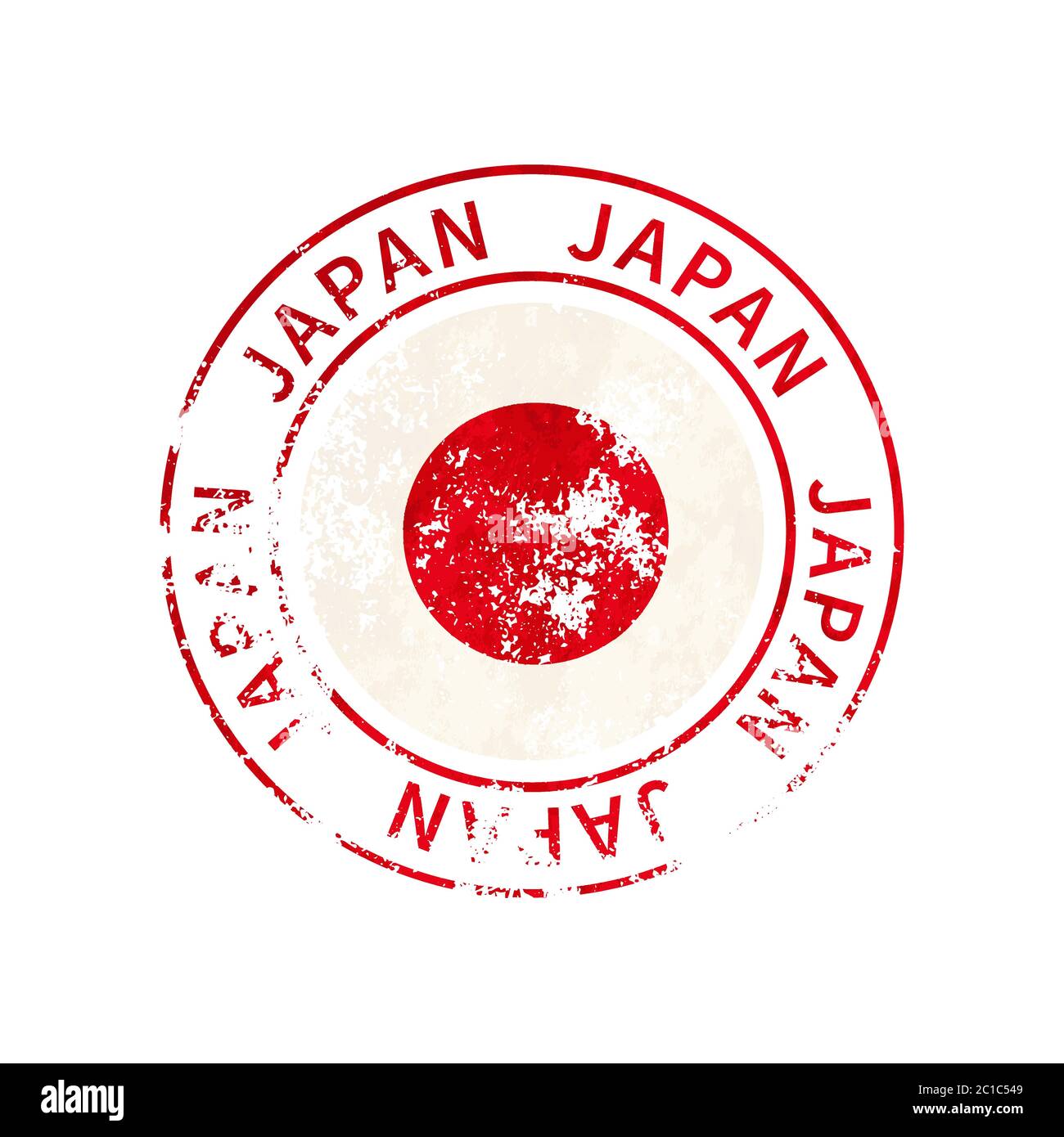 Japan sign, vintage grunge imprint with flag on white Stock Vector