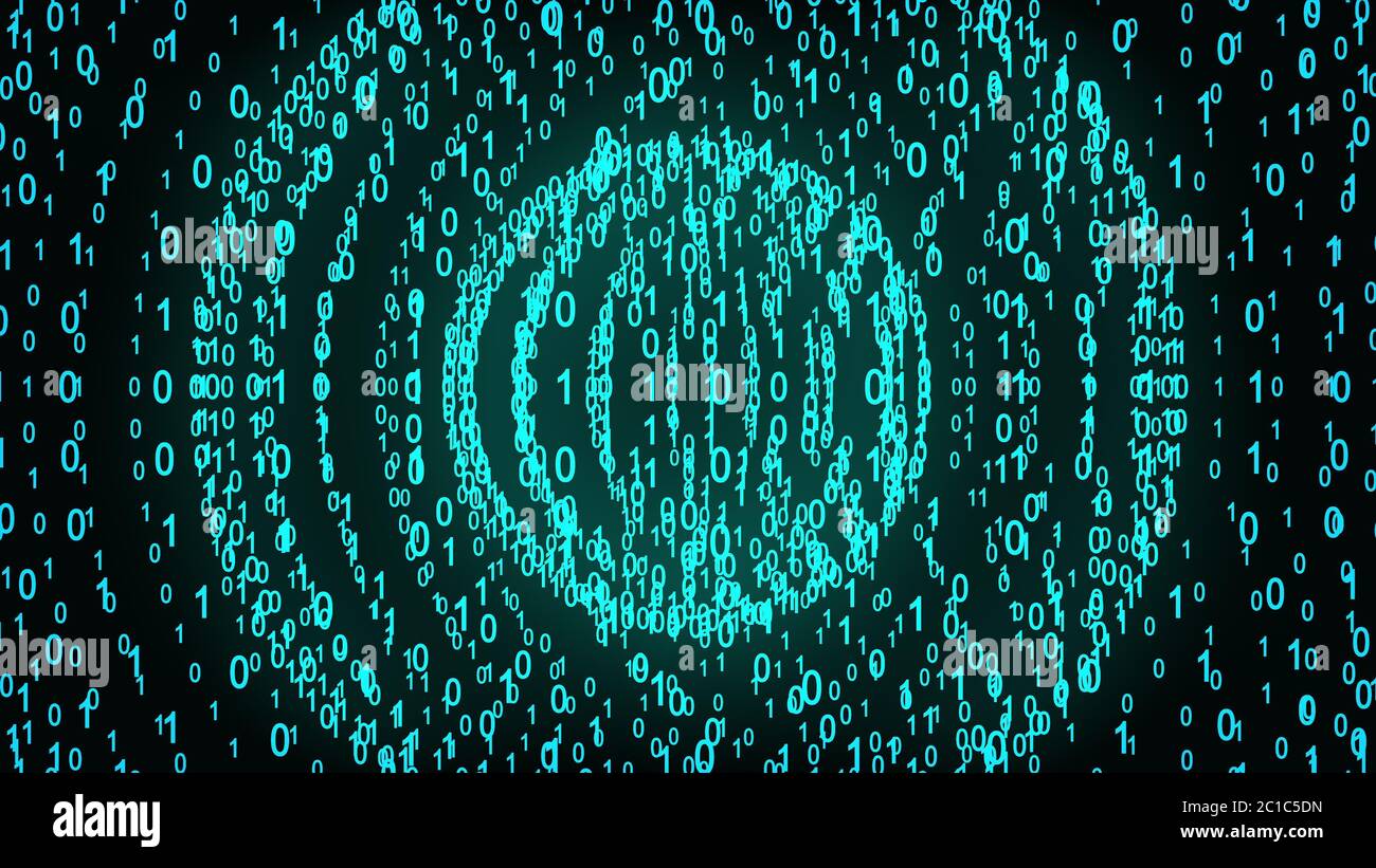 Big and small binary number spheres, computer generated. 3d rendering ...
