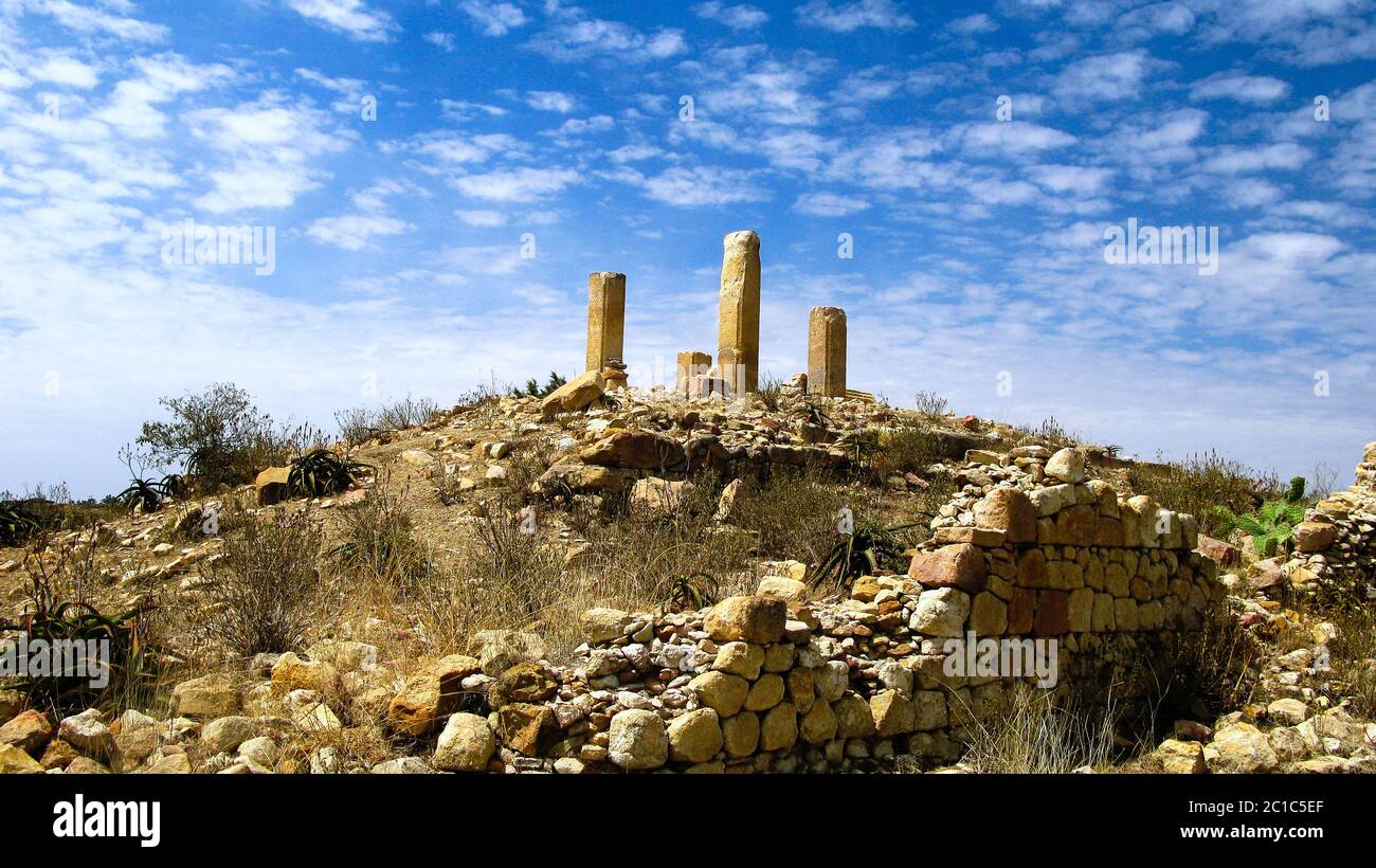 Ruined Temple of Mariam Wakino, Qohaito ancient city, Eritrea Stock Photo