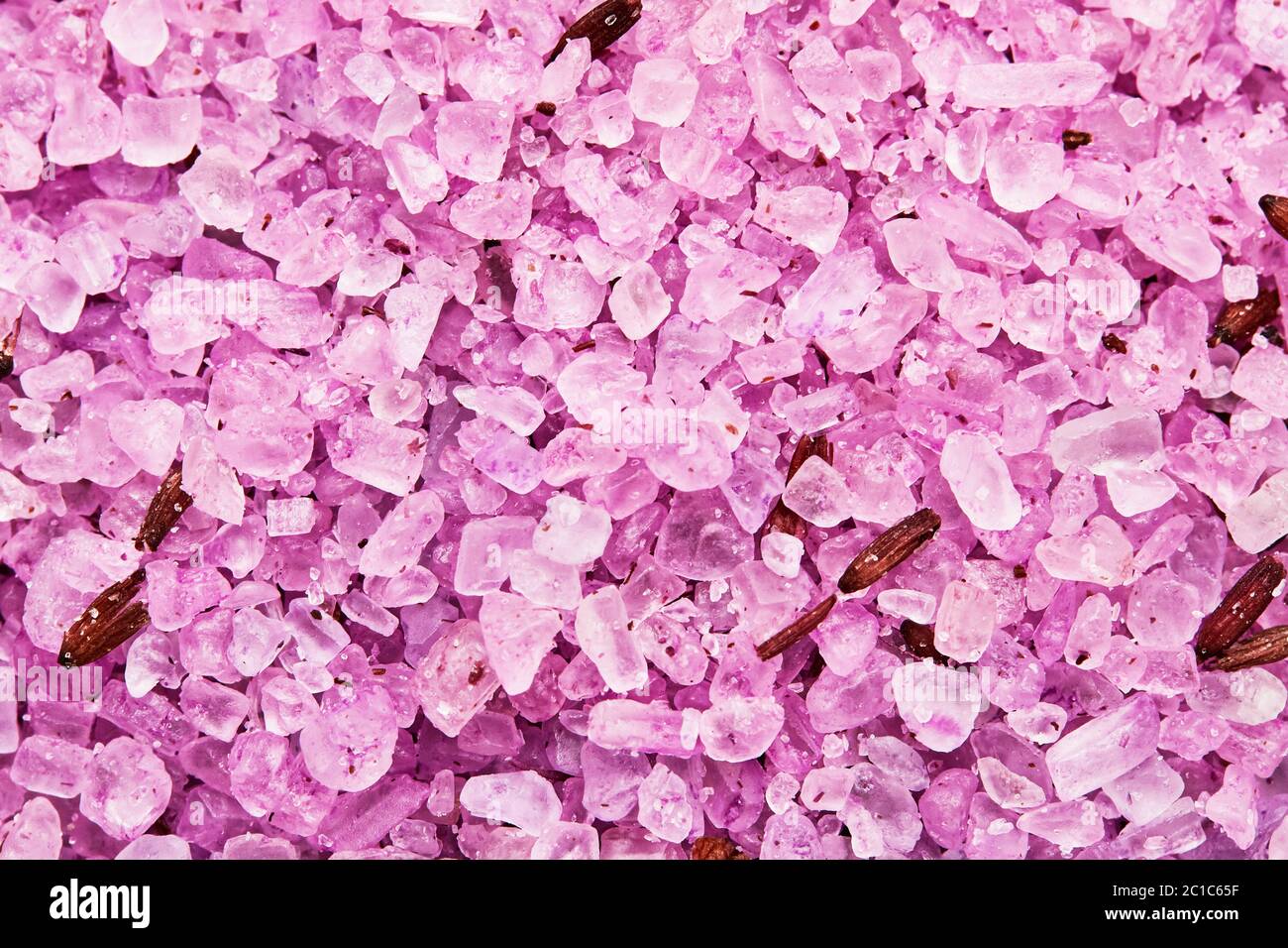 Pink sea salt background. SPA concept. Close up, top view Stock Photo