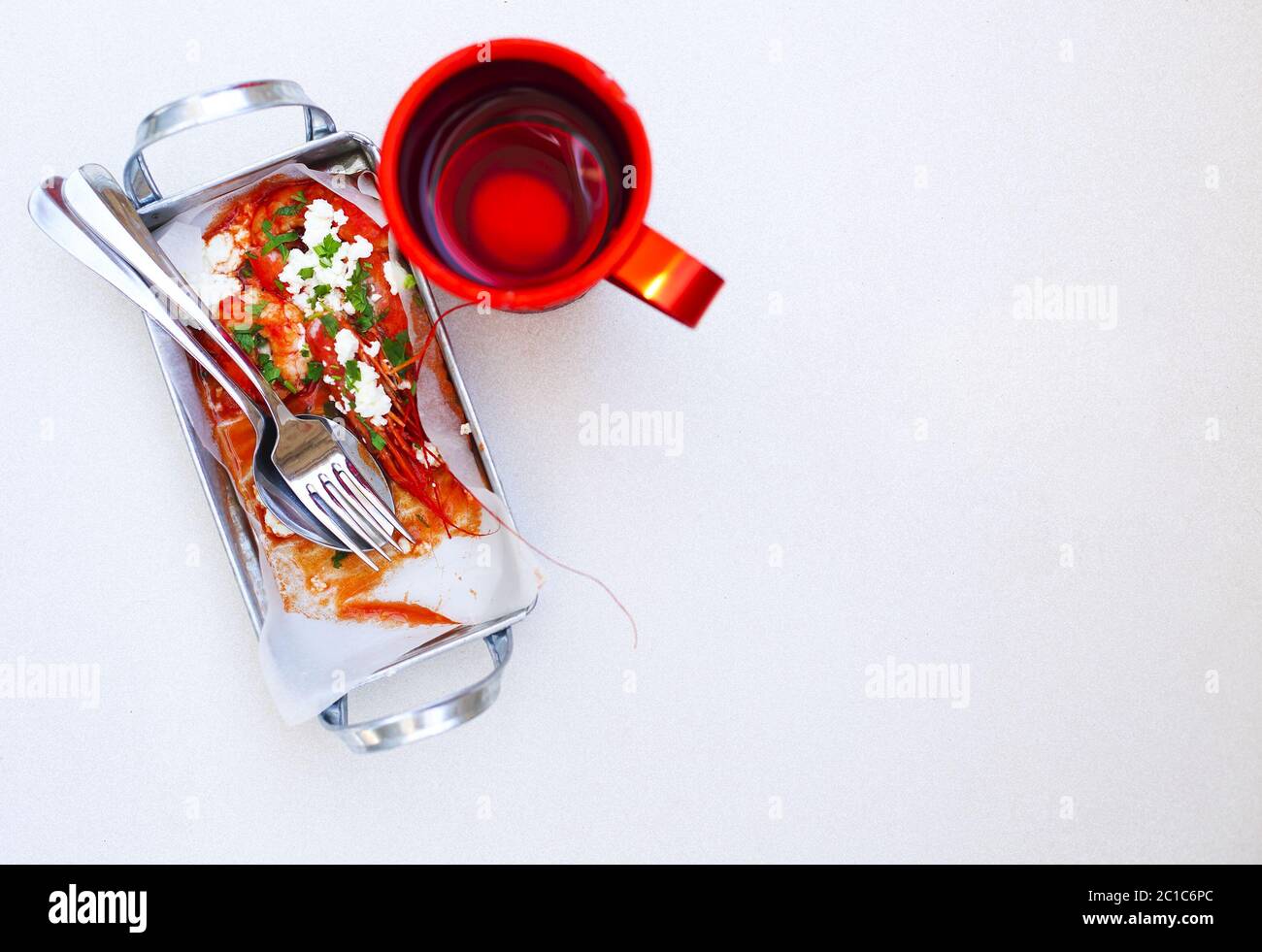 Greek shrimp in tomato sauce Stock Photo