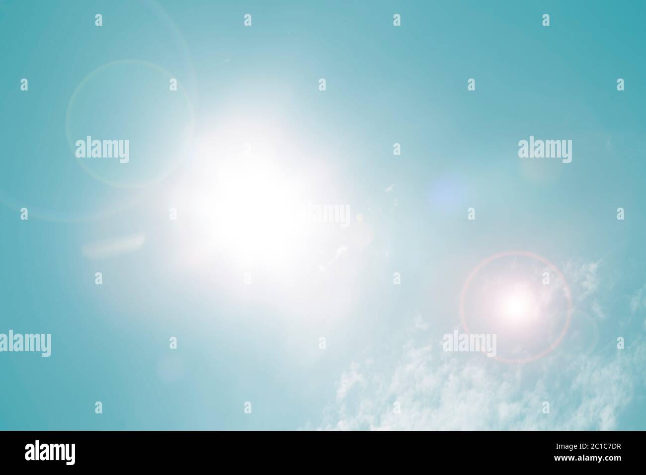 Blue sky with lens flare Stock Photo