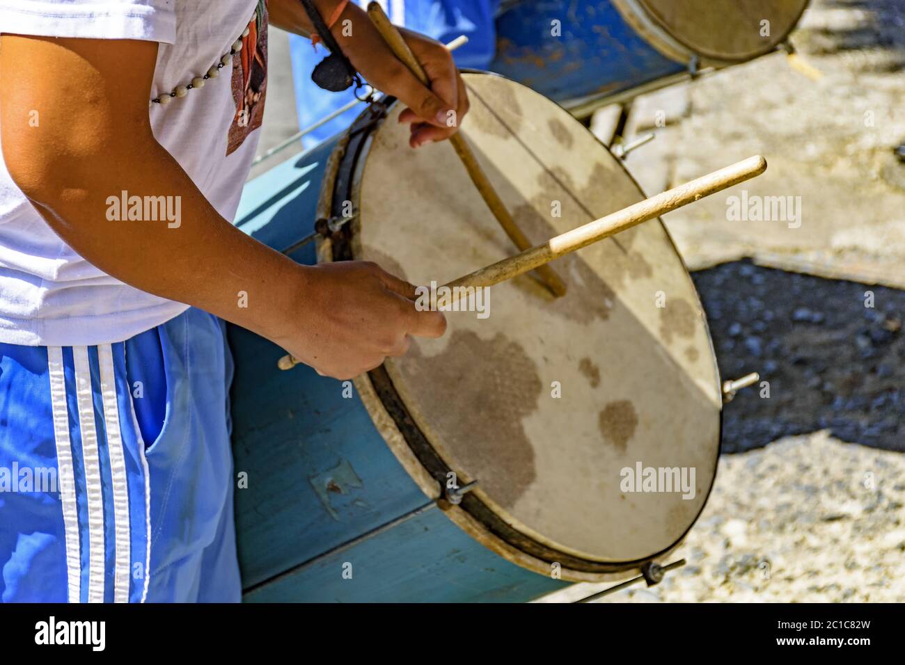 Brazilian ethnic drums player Stock Photo Alamy
