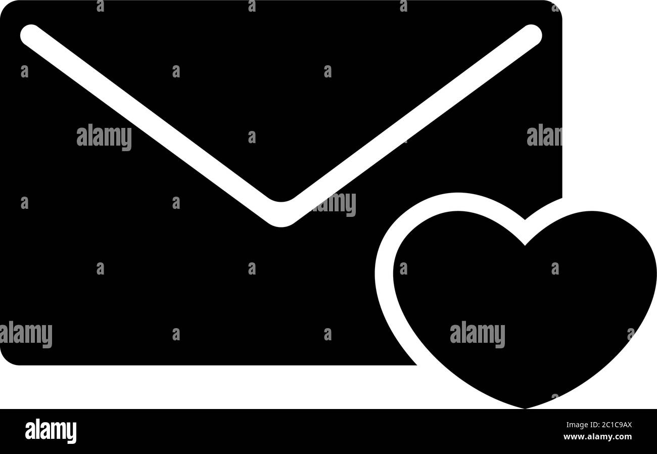 Love Letter, Valentine Message with Heart. Flat Vector Icon