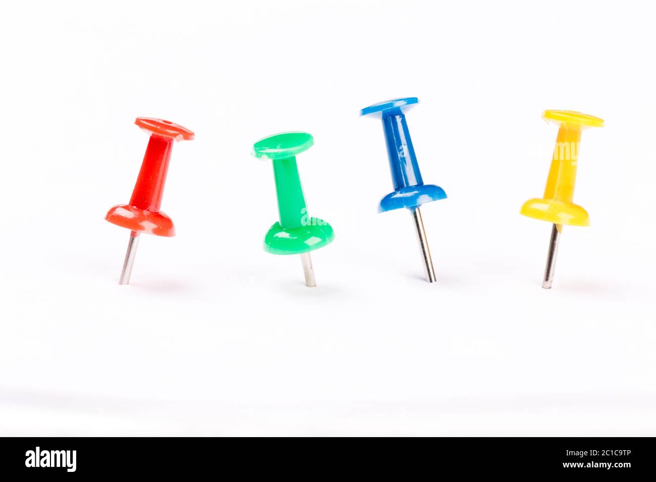 set of colorful push pins isolated on white background Stock Photo - Alamy