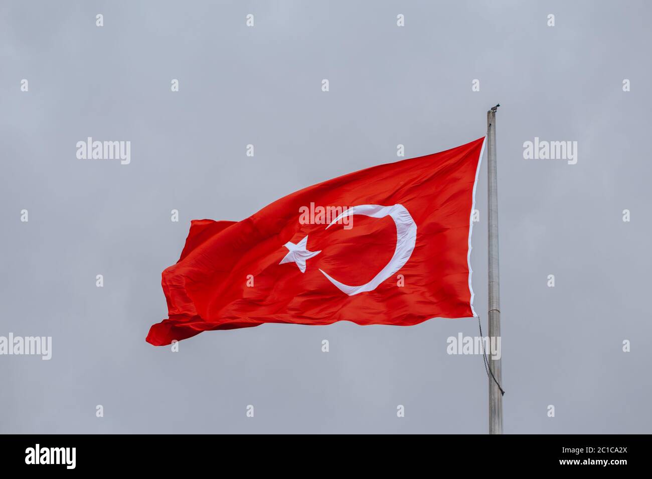 Turkey flag waving on the wind Stock Photo Alamy