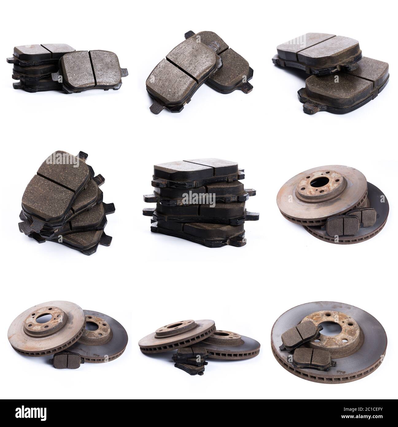Set of brake pad, Maintenance spares for car isolated on white Stock ...