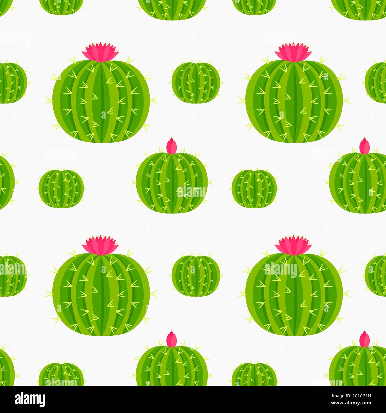 Cactus with pink flowers seamless pattern. Vector illustration Stock ...