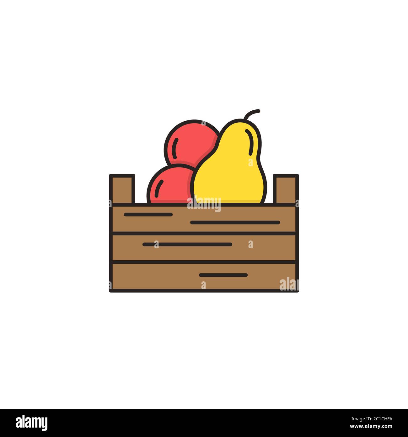 Fruits crate box vector icon symbol isolated on white background Stock Vector