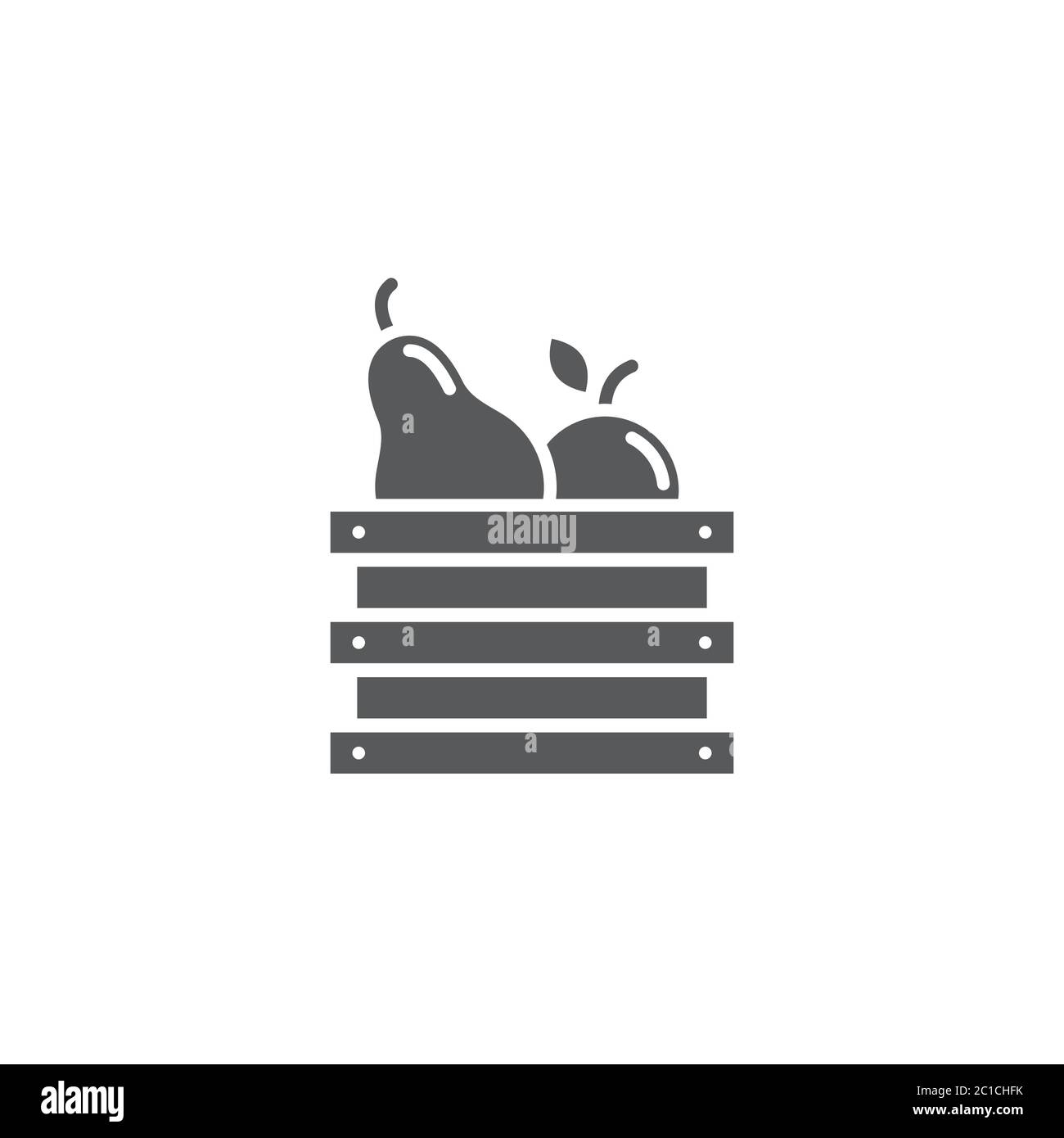 Fruits crate box vector icon symbol isolated on white background Stock Vector