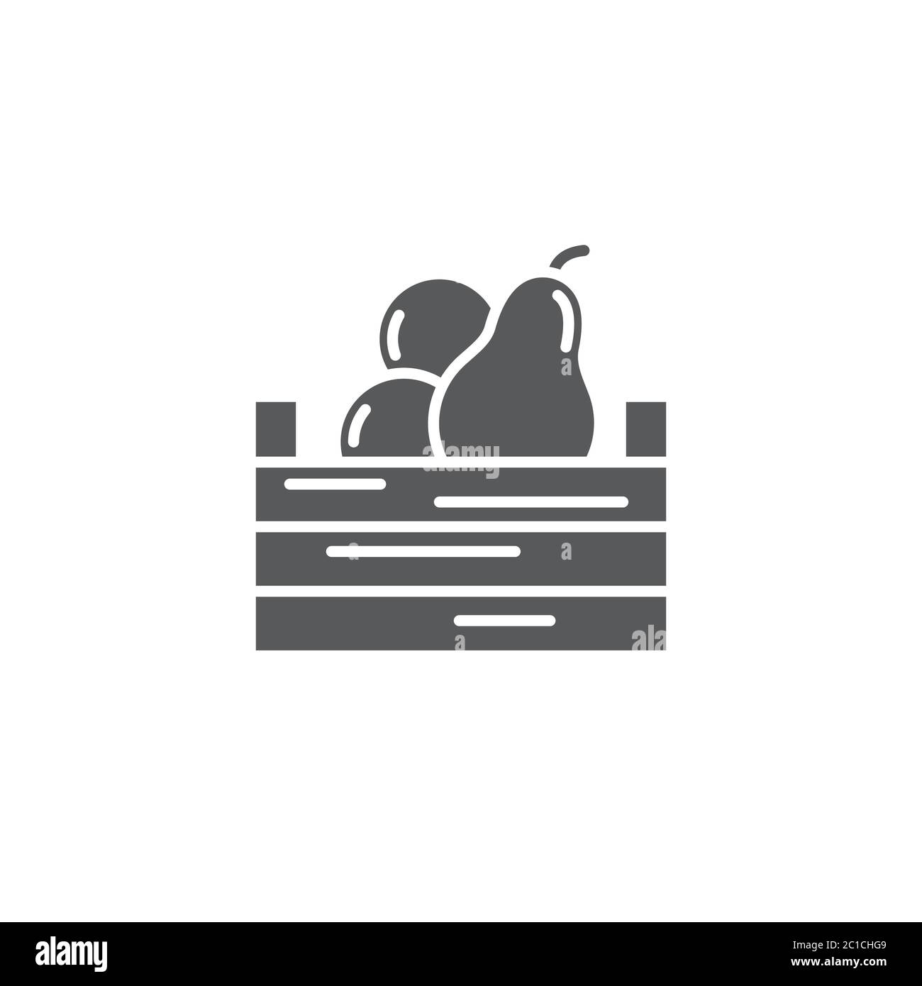 Fruits crate box vector icon symbol isolated on white background Stock Vector