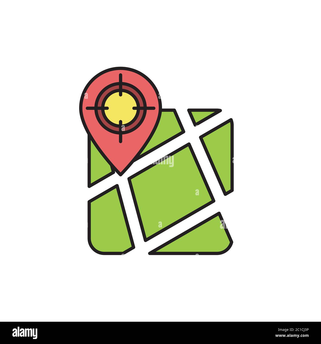 GPS with target location vector icon symbol isolated on white background Stock Vector