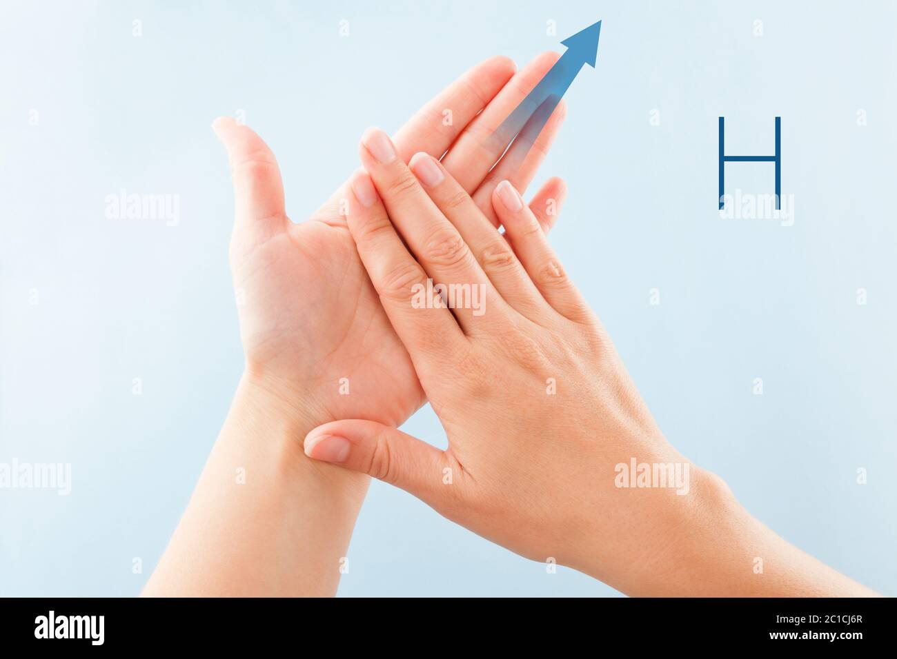 BSL Fingerspelling alphabet H Stock Photo Alamy