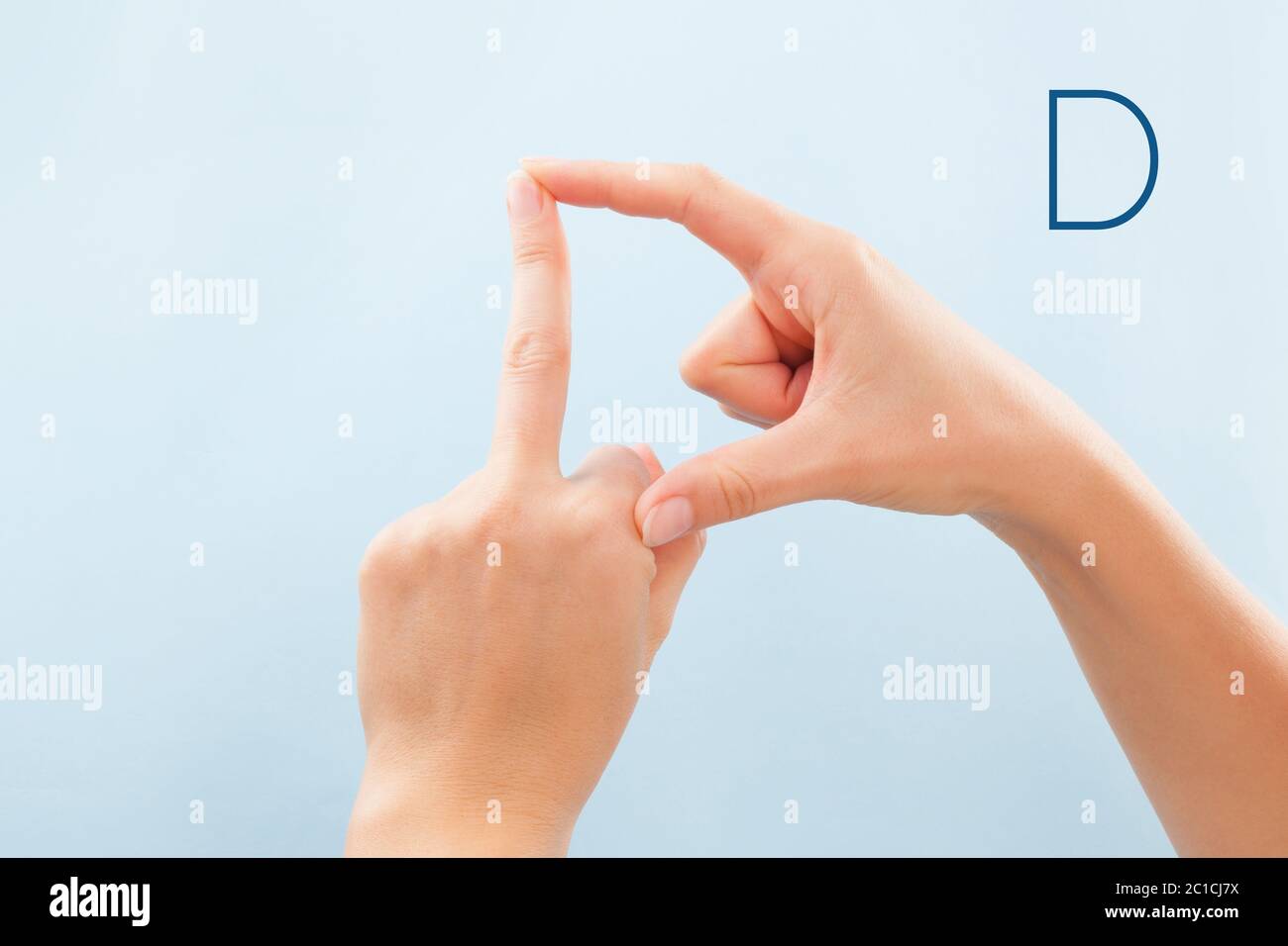 BSL Fingerspelling alphabet D Stock Photo Alamy