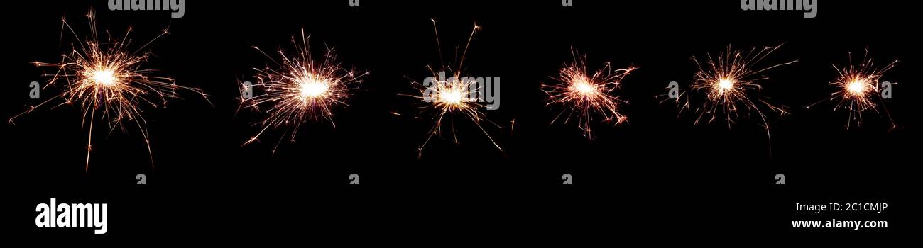 sparks on black background for incrustation Stock Photo