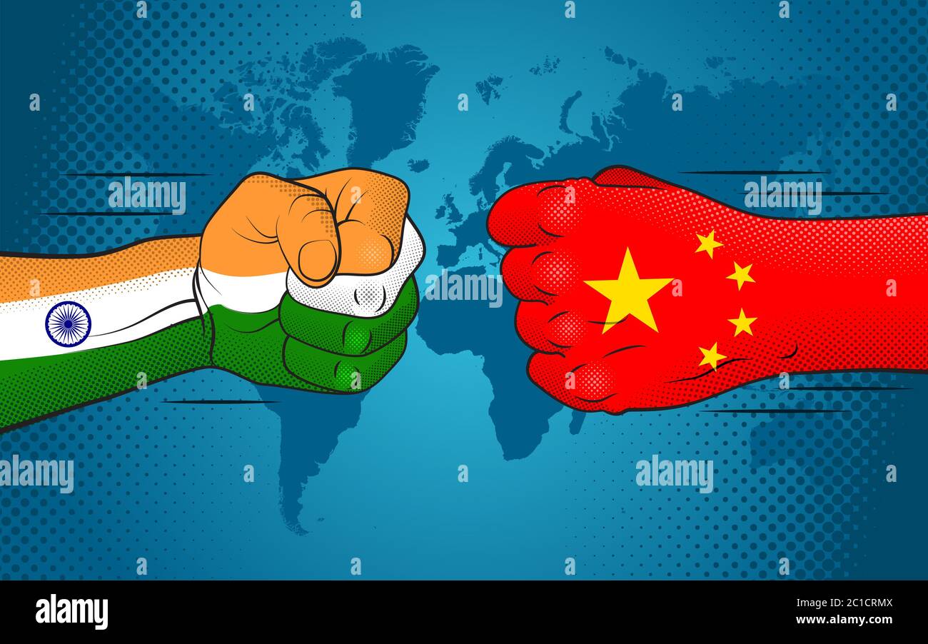 Conflict between India and China. India-China relations. India versus China. Stock Photo