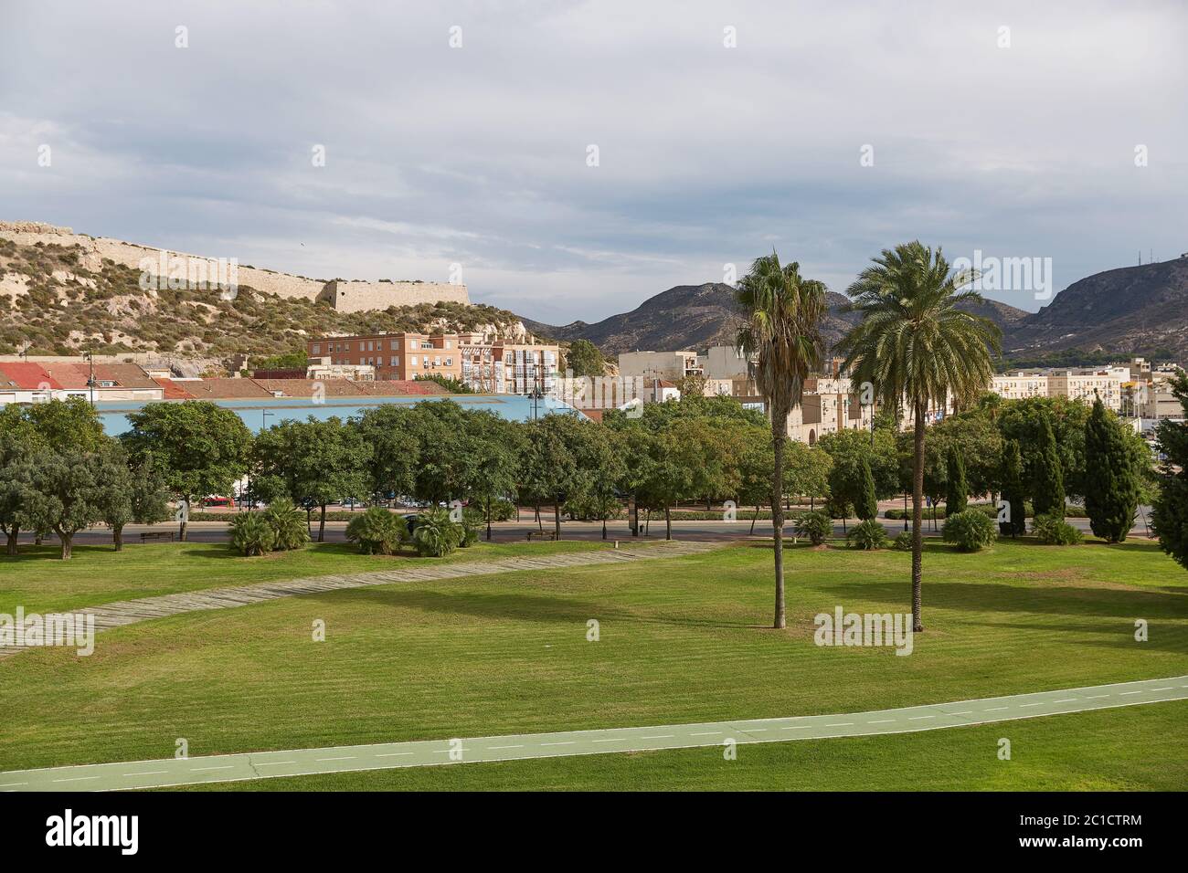 Park and green area in city of Cartagena in region Murcia in Spain Stock Photo