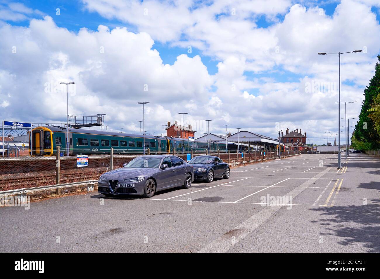 Empty railway station car park during Coronavirus lockdown restrictions Stock Photo