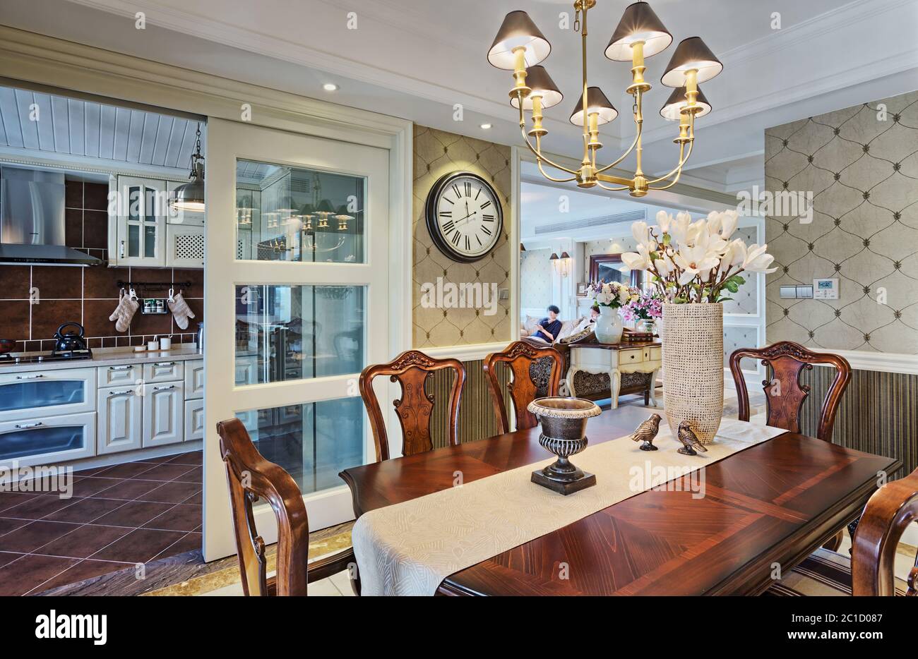modern dining room and kitchen Stock Photo - Alamy