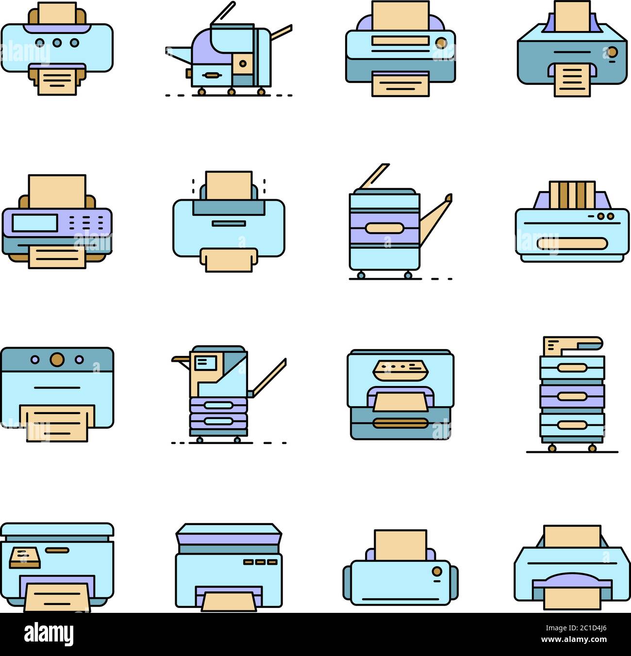 Printer icon set line color vector Stock Vector Image & Art - Alamy