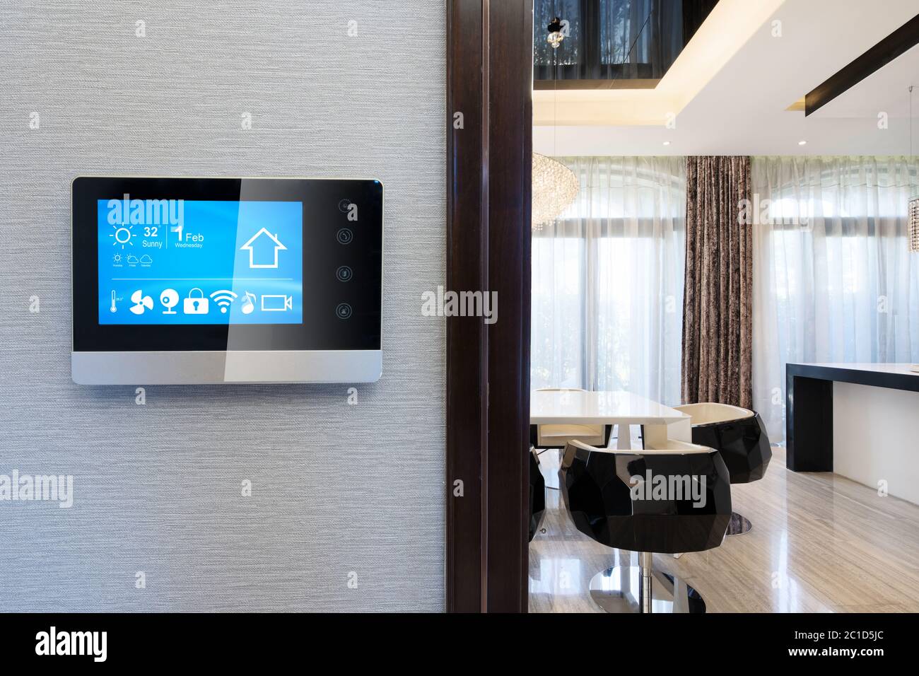 smart screen with smart dinning room in the modern home Stock Photo - Alamy