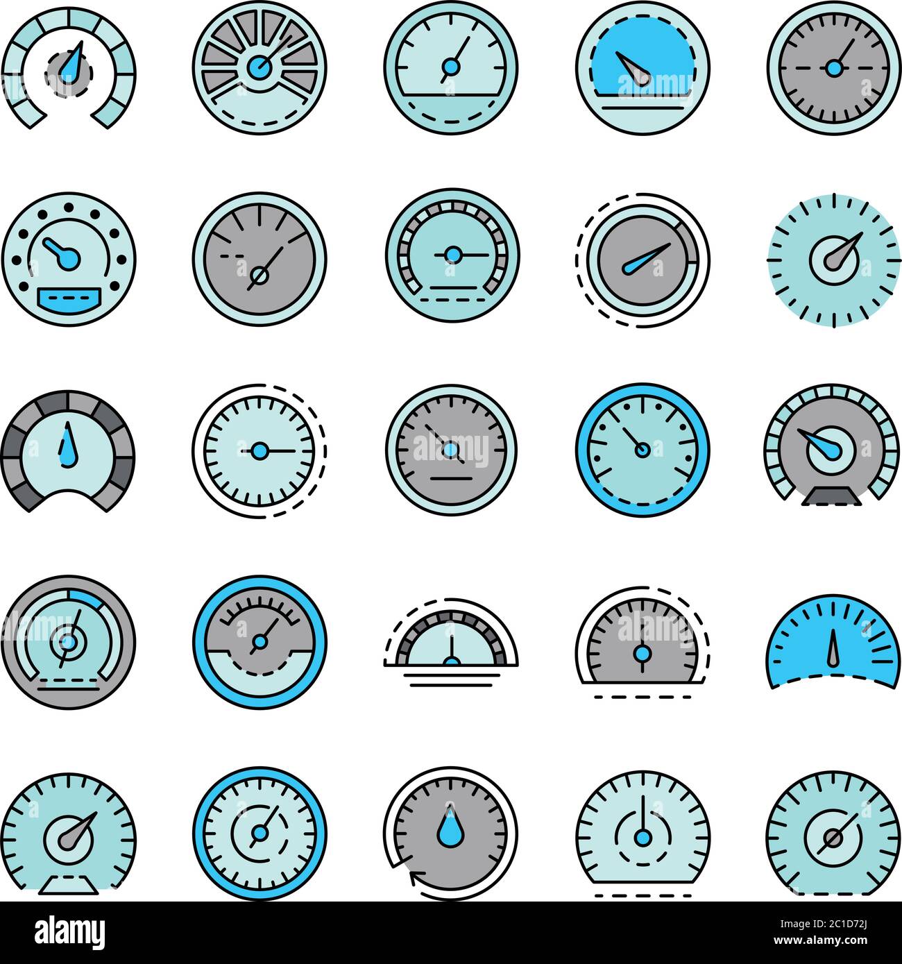 Speedometer icon set line color vector Stock Vector