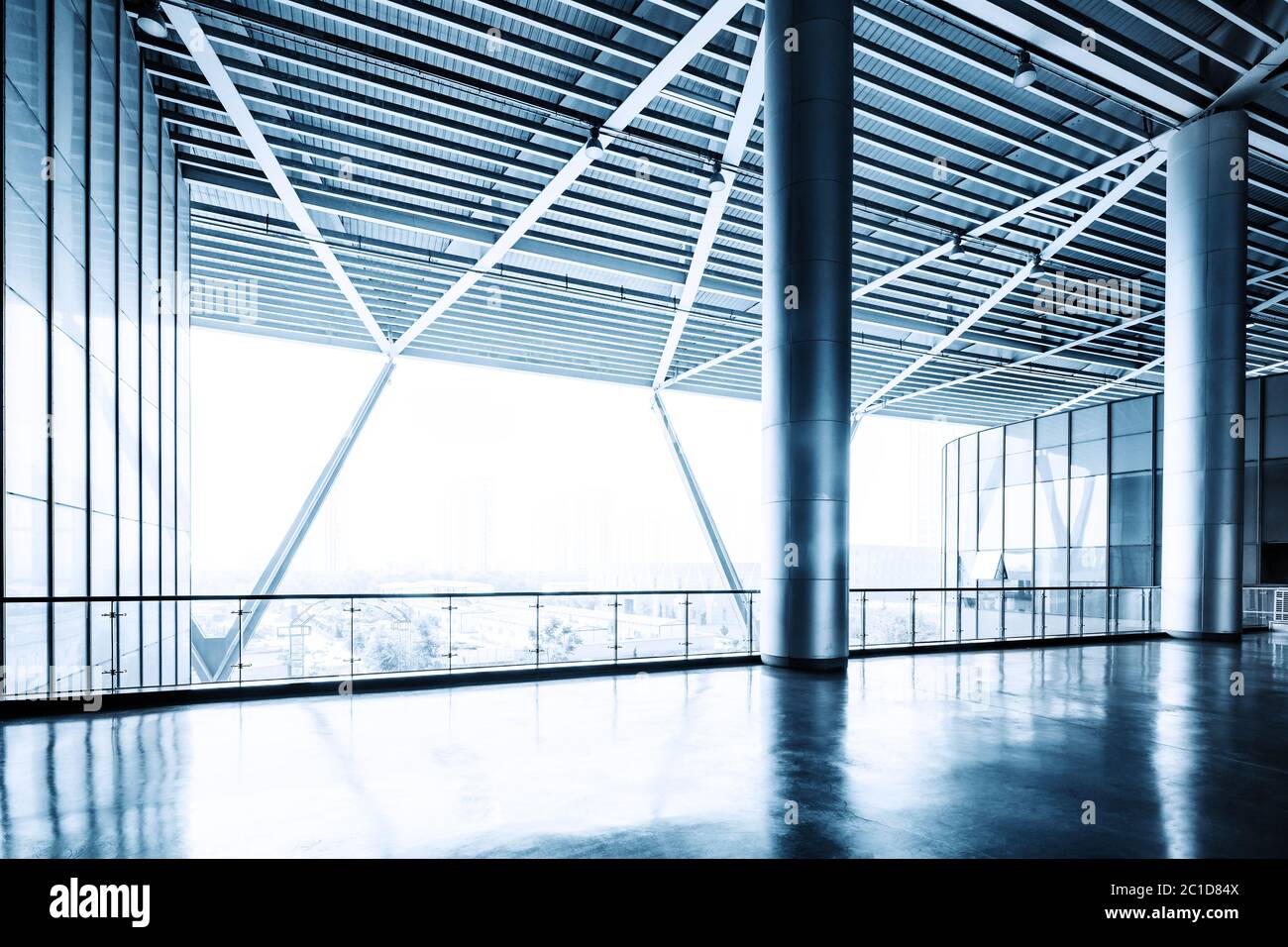modern business hall interior with glass wall Stock Photo - Alamy