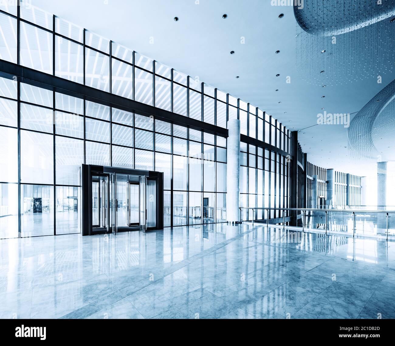 modern business hall interior with glass wall Stock Photo - Alamy